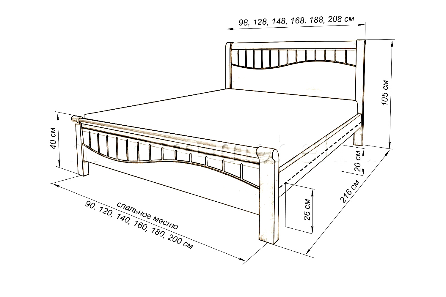 Кровать 160х200 Саманта чертеж
