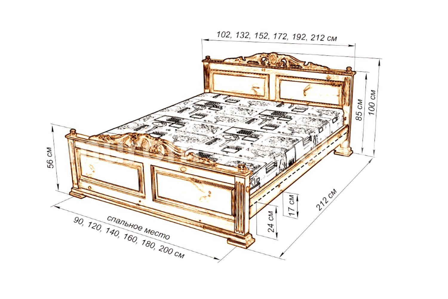 кровать двуспальная деревянная своими руками чертежи