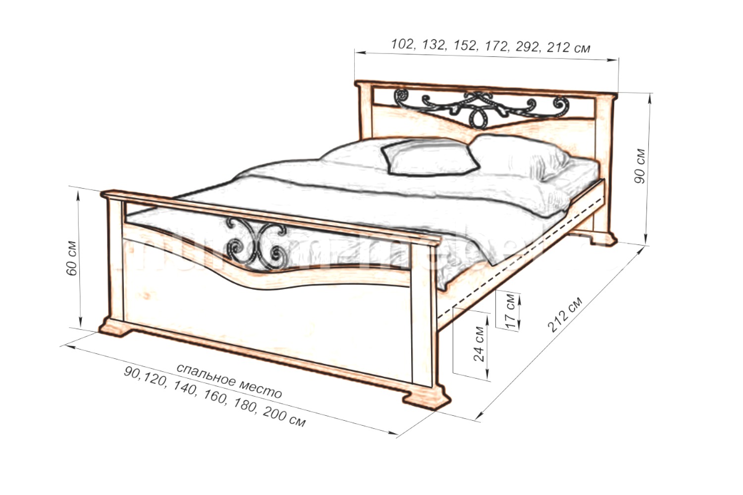 кровать из массива дерева чертежи