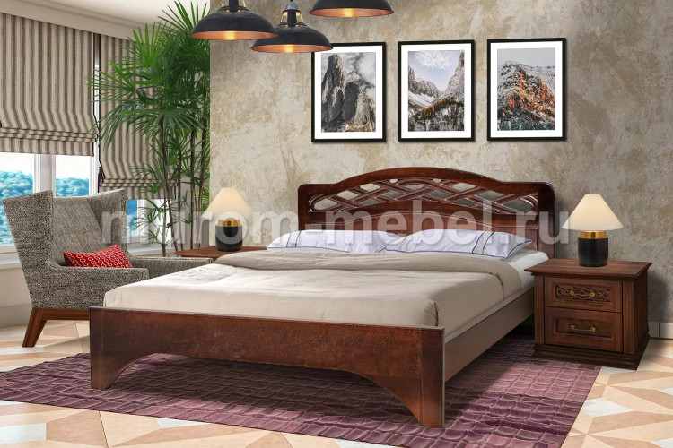 Кровать Вирсавия(сосна, резьба береза)