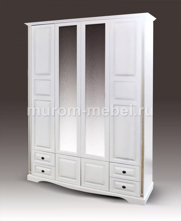 Шкаф 4-х дверный Милена (сосна, резьба береза)